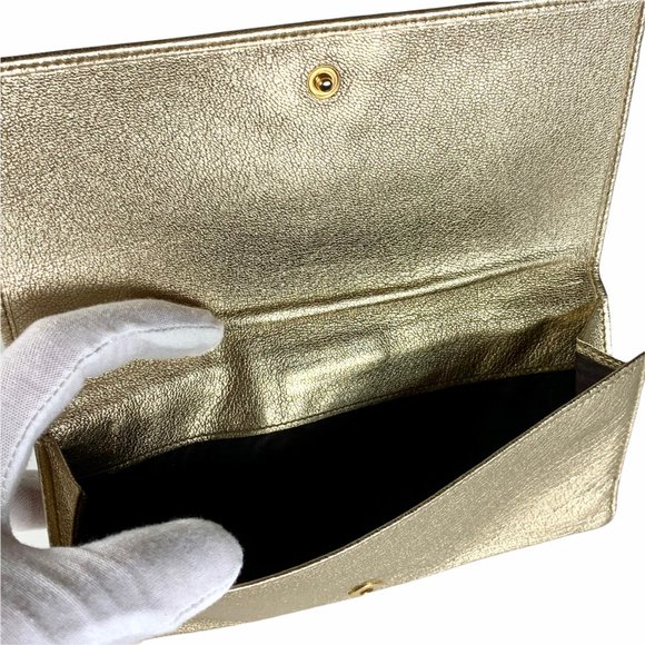 YSL Vintage Gold Leather Wallet - Picture 6 of 11